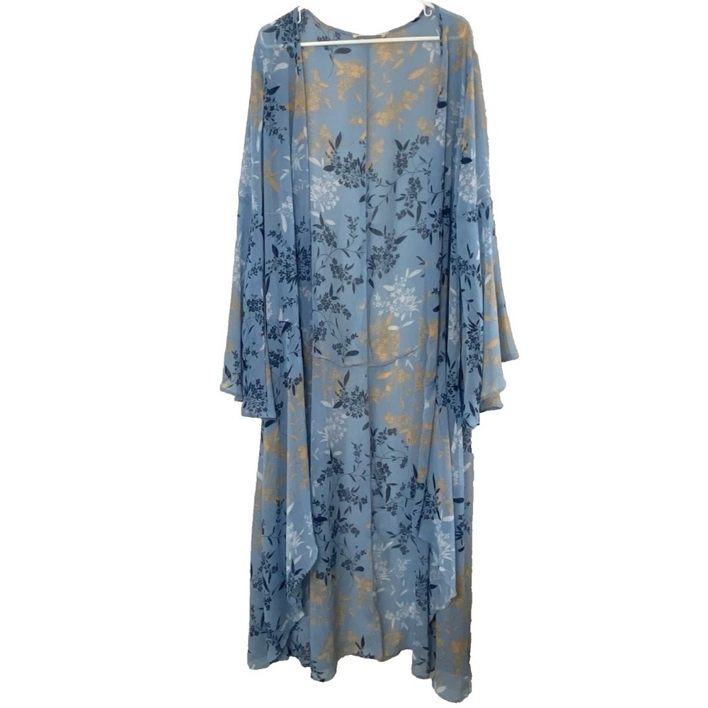A Beautiful Soul Blue Floral Duster Kimono - C 22/24